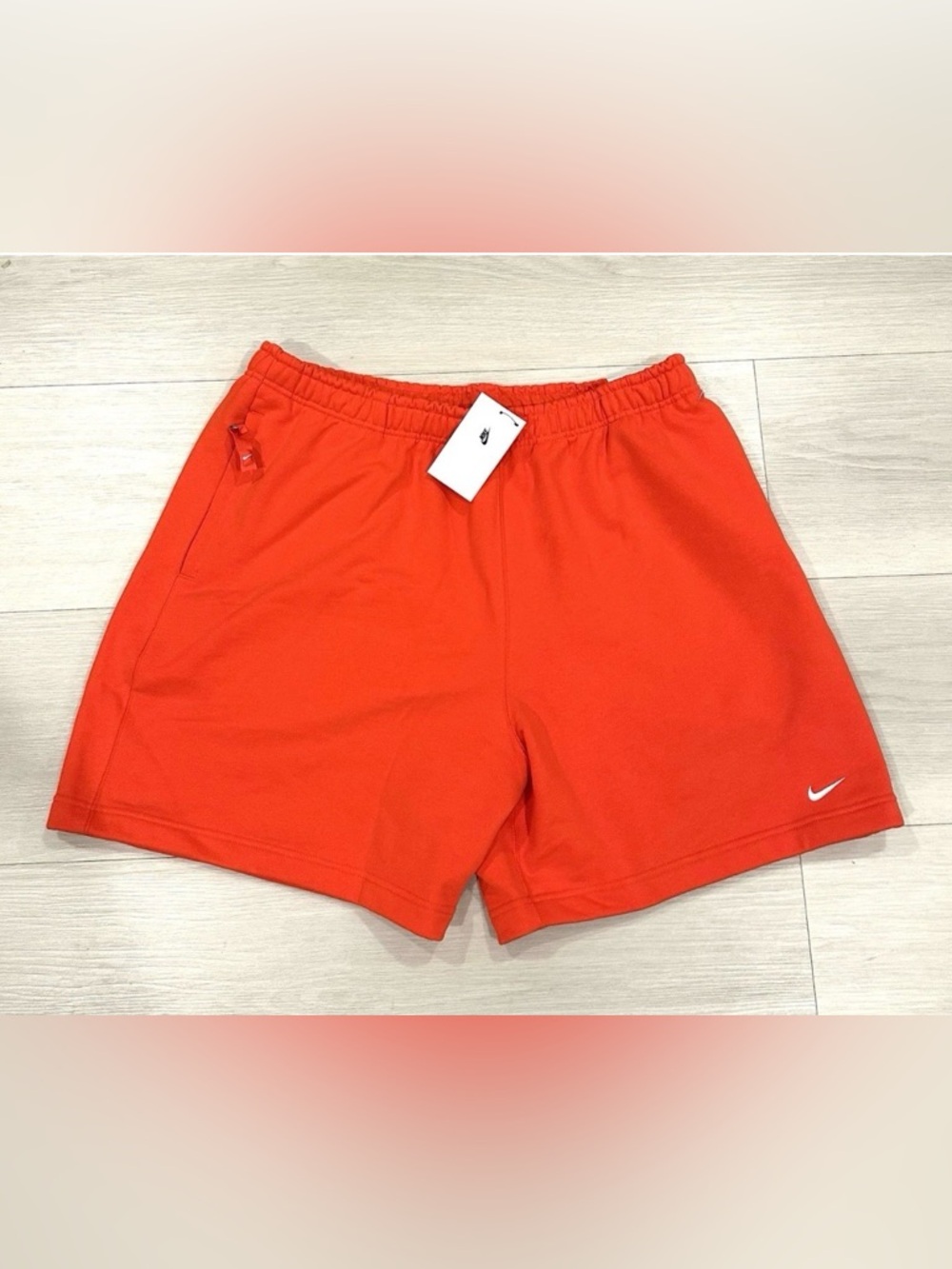 Nike Sportswear Solo Swoosh French Terry Orange Cotton Shorts Mens Small New